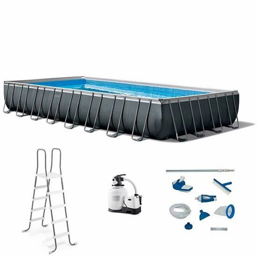 * Intex 32Ft X 16Ft X 52In Ultra Xtr Rectangular Swimming Pool And Maintenance Kit Sporting Goods