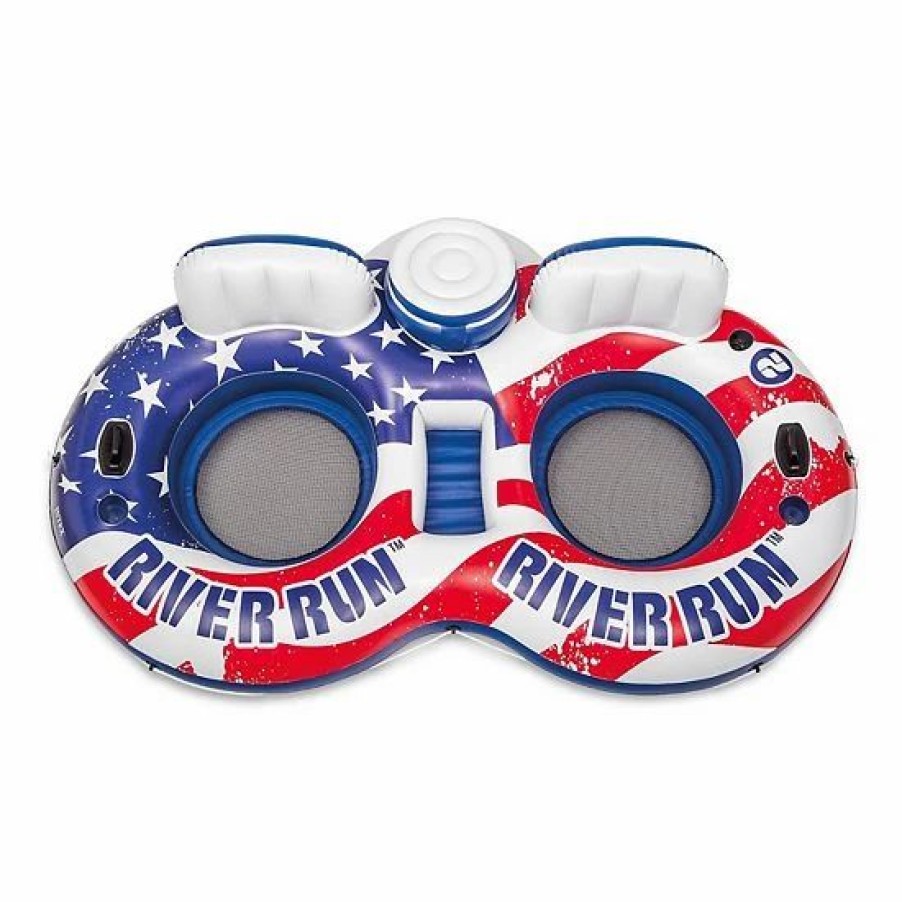 * Intex American Flag 2 Person Float W/ River Run 1 Person Tube (2 Pack) Outdoor Play Toys