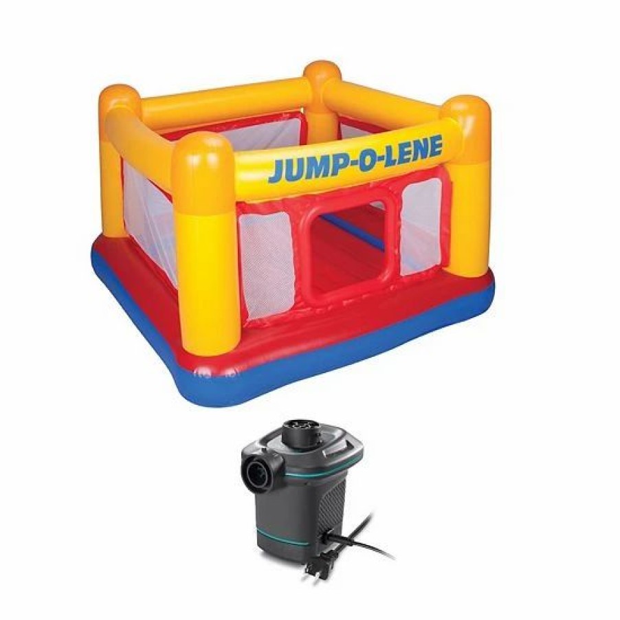 * Intex Inflatable Ball Pit Bounce House & 120V Quick Fill Ac Electric Air Pump Outdoor Play Toys