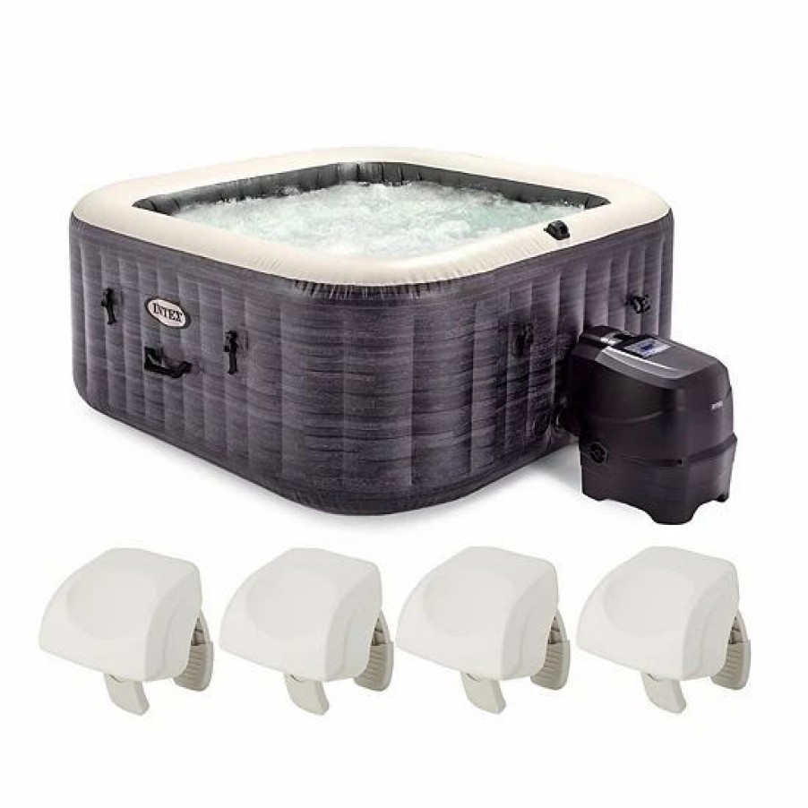 * Intex Purespa Plus Inflatable Square Hot Tub & Cushioned Pillow, White (4 Pack) Sporting Goods