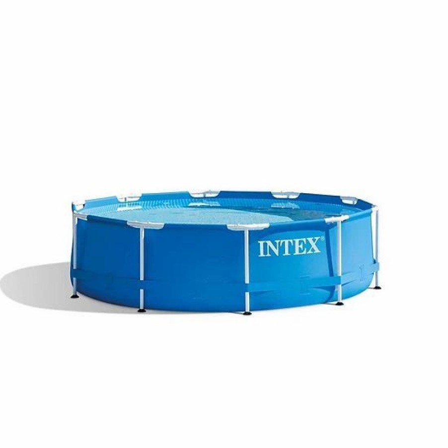 * Intex 10 X 2.5 Foot Round Metal Frame Above Ground Pool + 330 Gph Filter Pump Sporting Goods