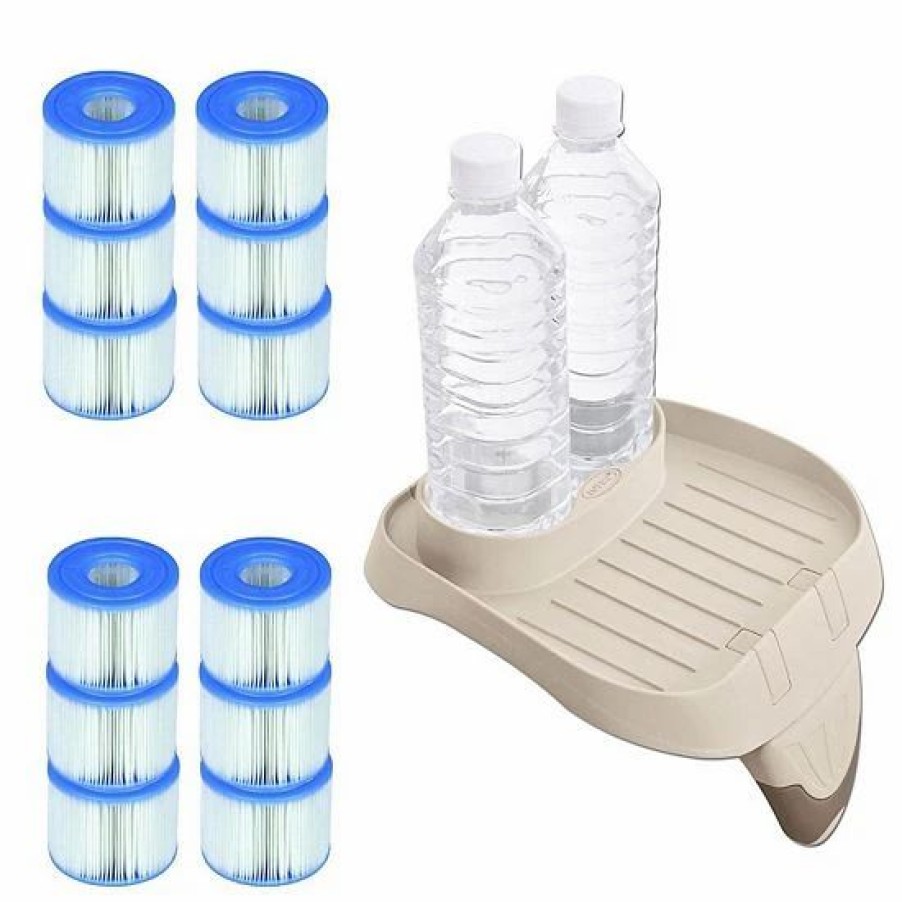 * Intex Purespa Attachable Cup Holder And Refreshment Tray With 12 S1 Pool Filters Sporting Goods