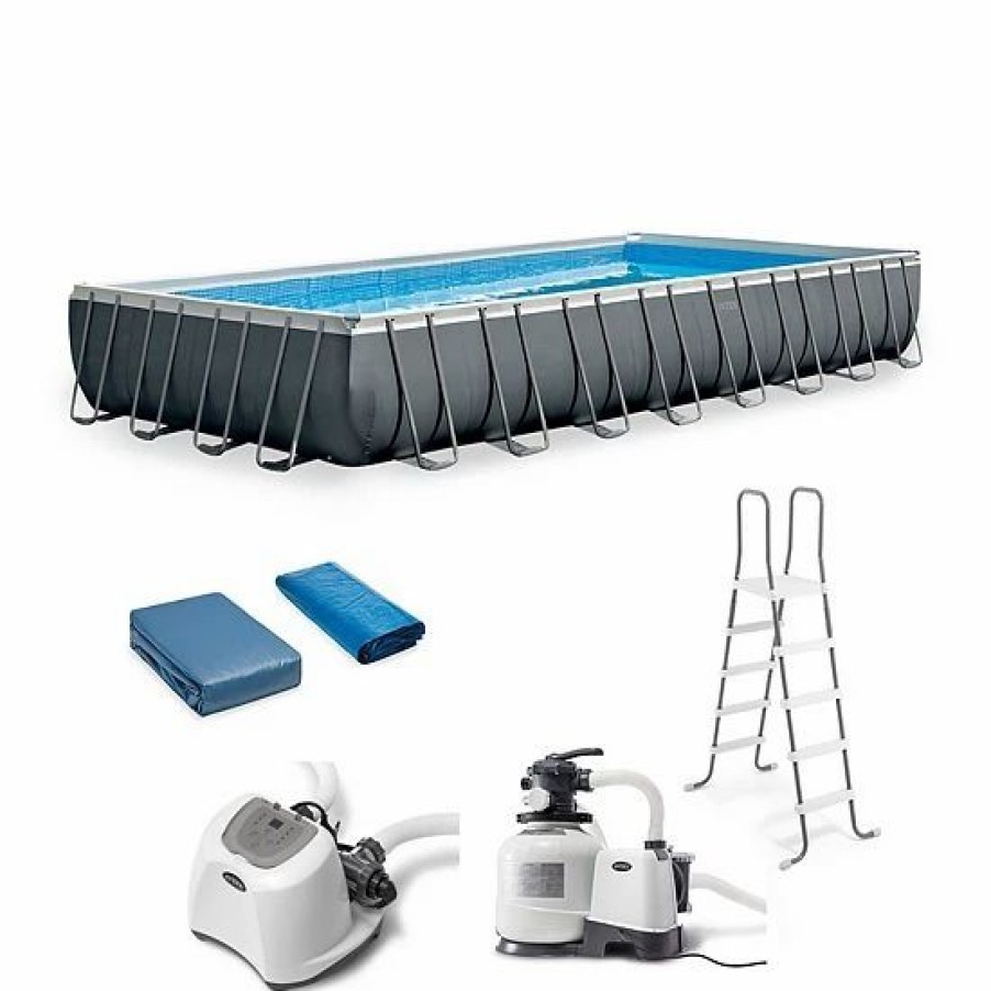 * Intex Ultra Xtr Rectangular Frame Pool Set & Krystal Clear Saltwater System Sporting Goods