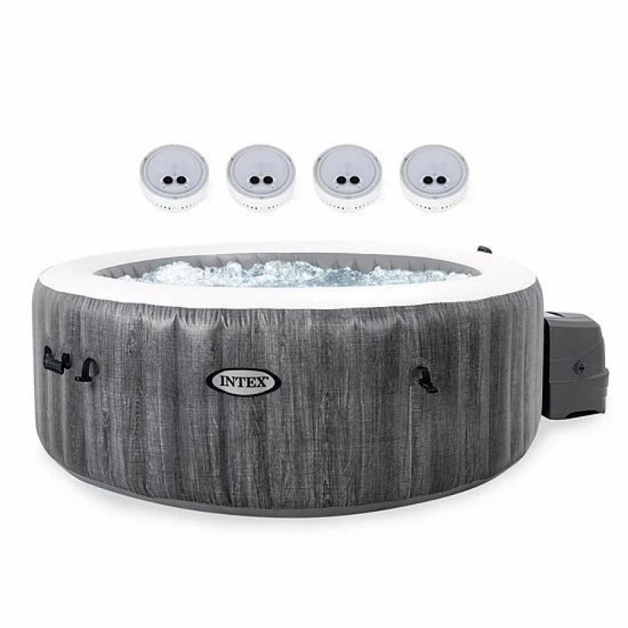 * Intex Purespa Plus Inflatable Hot Tub Jet Spa W/ 4 Battery Multi-Colored Lights Sporting Goods