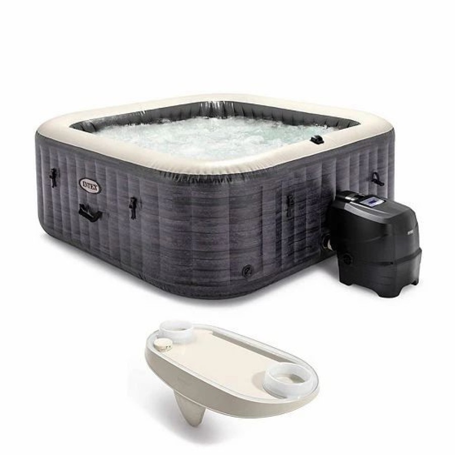 * Intex Purespa Plus Greystone Inflatable Hot Tub, 94 28 , W/ Tablet & Phone Tray Sporting Goods