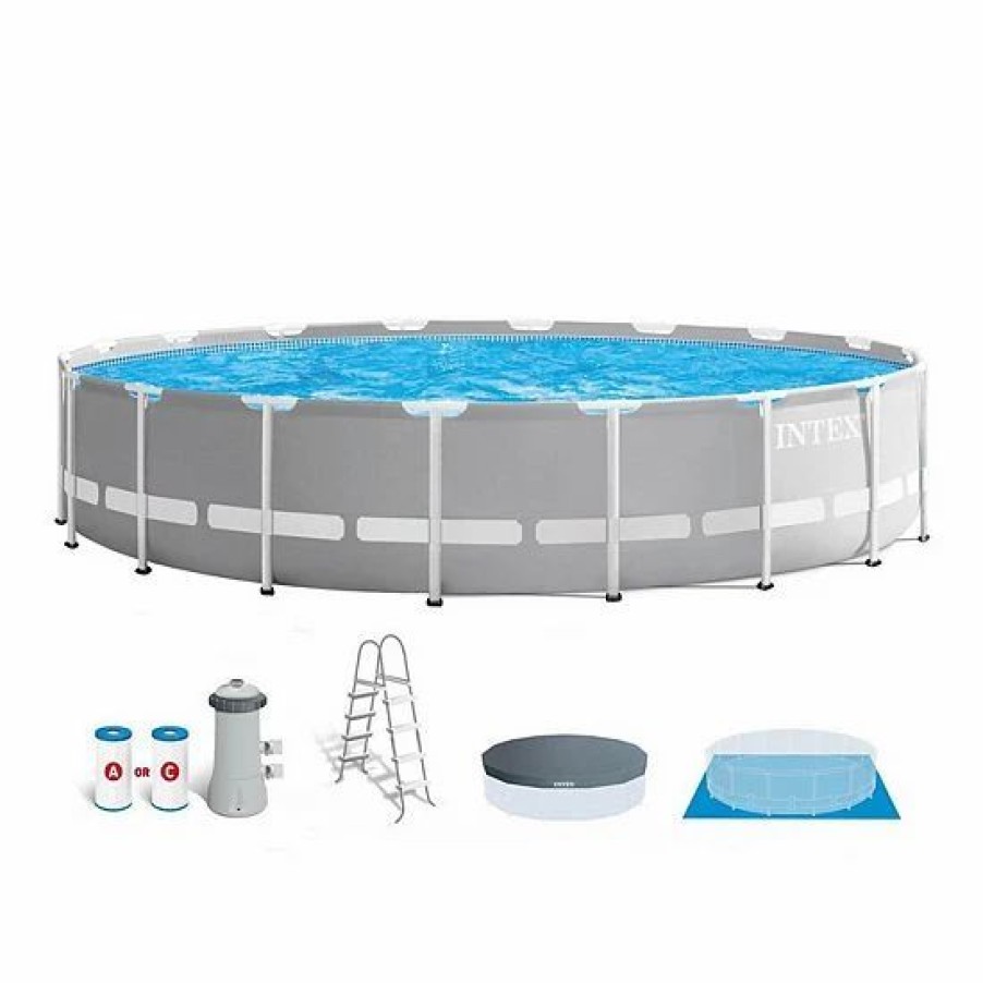 * Intex 18Ft X 48In Prism Frame Above Ground Swimming Pool Set With Pump Sporting Goods