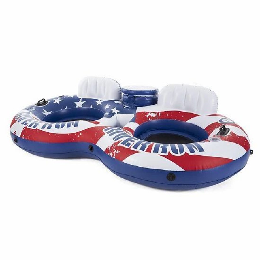 * Intex American Flag Inflatable Pool Float & 5 Seat Inflatable Tropical Island Outdoor Play Toys