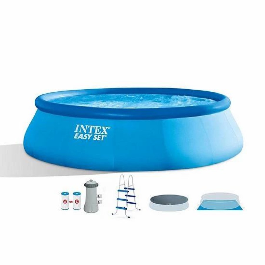 * Intex 15 X 42 Inflatable Easy Set Swimming Pool And Debris Vinyl Cover Tarp Sporting Goods