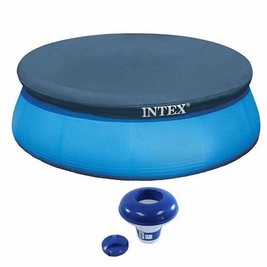 * Intex 15 Foot Easy Set Swimming Pool Debris Cover & Floating Chlorine Dispenser Sporting Goods