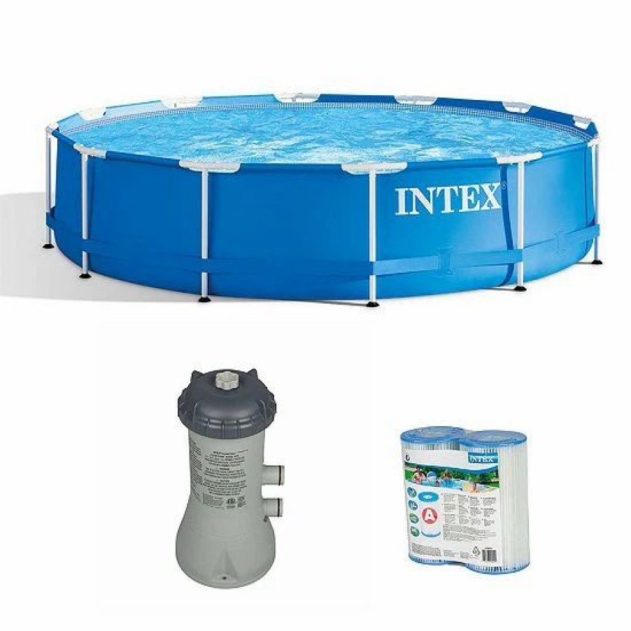 * Intex 12 X 30 Above Ground Pool With Filter Pump System And Filter Cartridge Sporting Goods