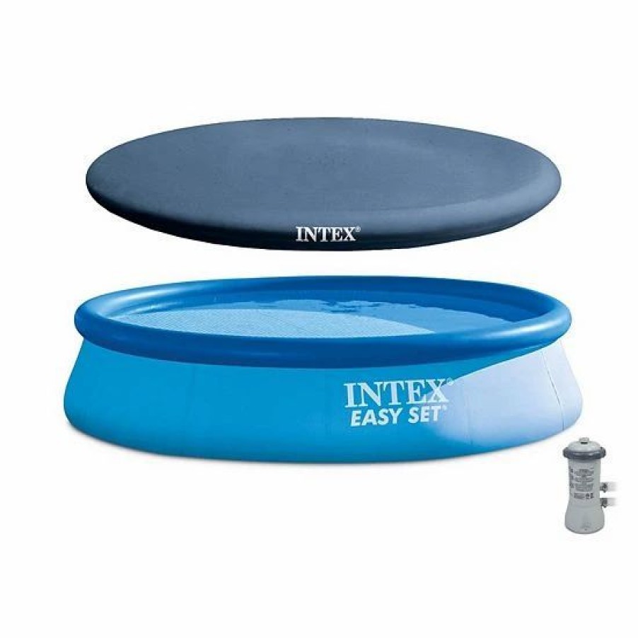 * Intex 13 X 32 Easy Set Above Ground Swimming Pool Kit & Filter Pump & Cover Sporting Goods