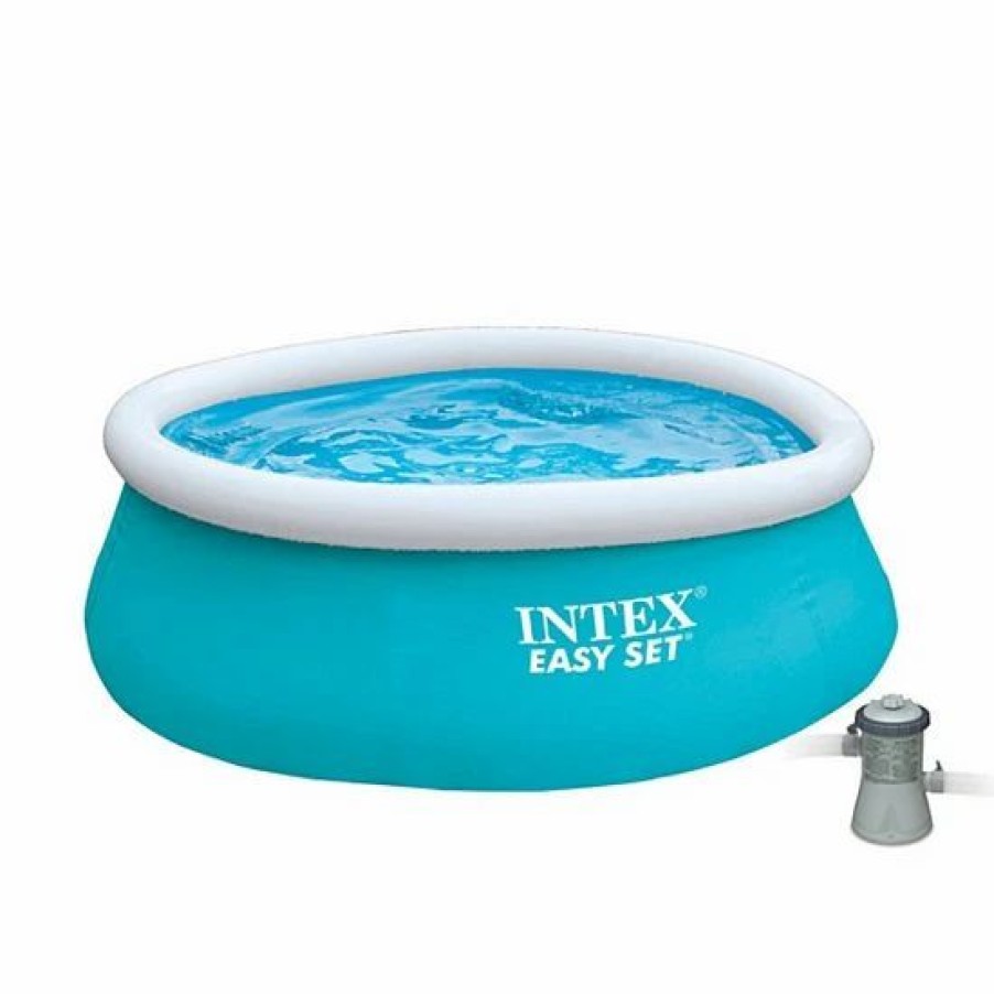 * Intex 6Ft X 20In Easy Set Inflatable Round Backyard Swimming Pool & Pump, Blue Sporting Goods