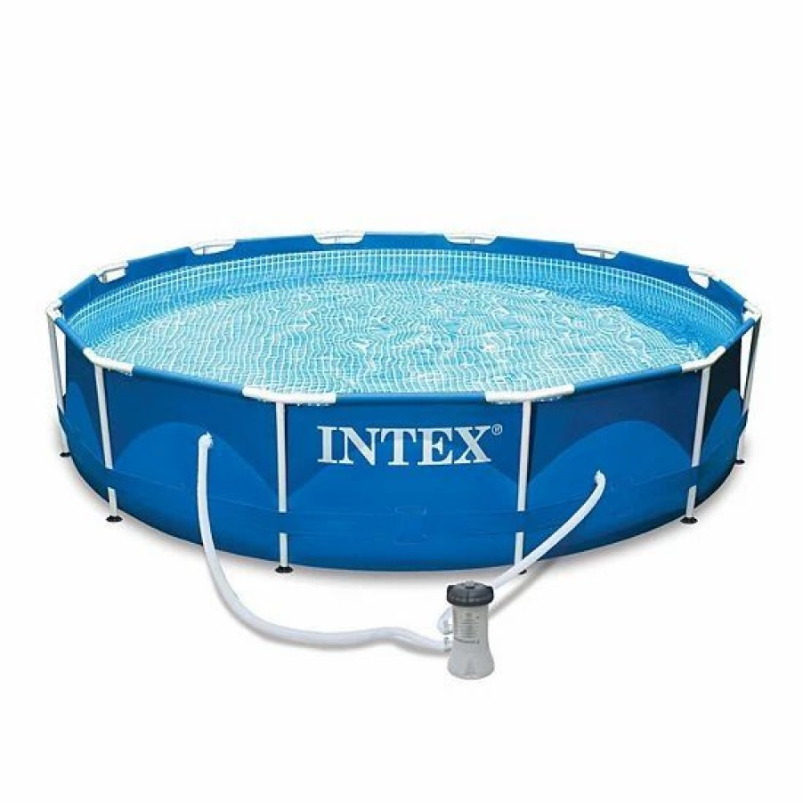 * Intex 12'X30 Swimming Pool W/ Pump, Pool Ladder For 42" Wall, & 12' Cover Sporting Goods