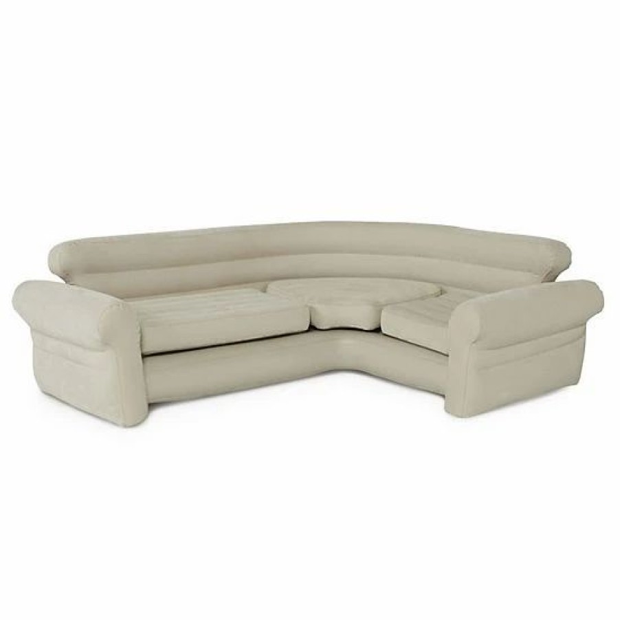 * Intex Inflatable Corner Living Room Air Mattress Sectional Sofa Couch, Beige Mattresses & Accessories