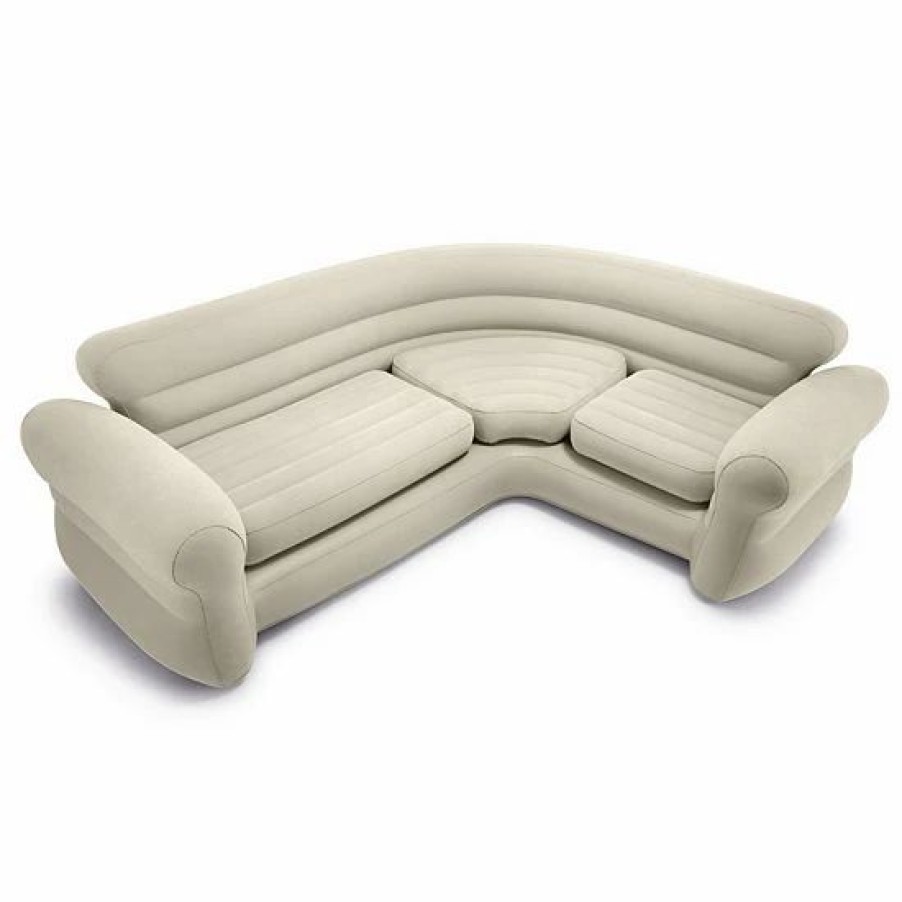 * Intex Inflatable Corner Living Room Air Mattress Sectional Sofa Couch, Beige Mattresses & Accessories