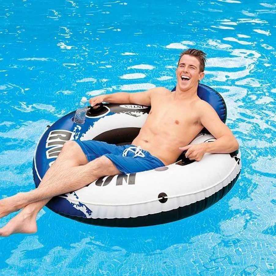 * Intex River Run 1 Person Inflatable Tube Raft Float For Lake, Pool, And River Outdoor Play Toys