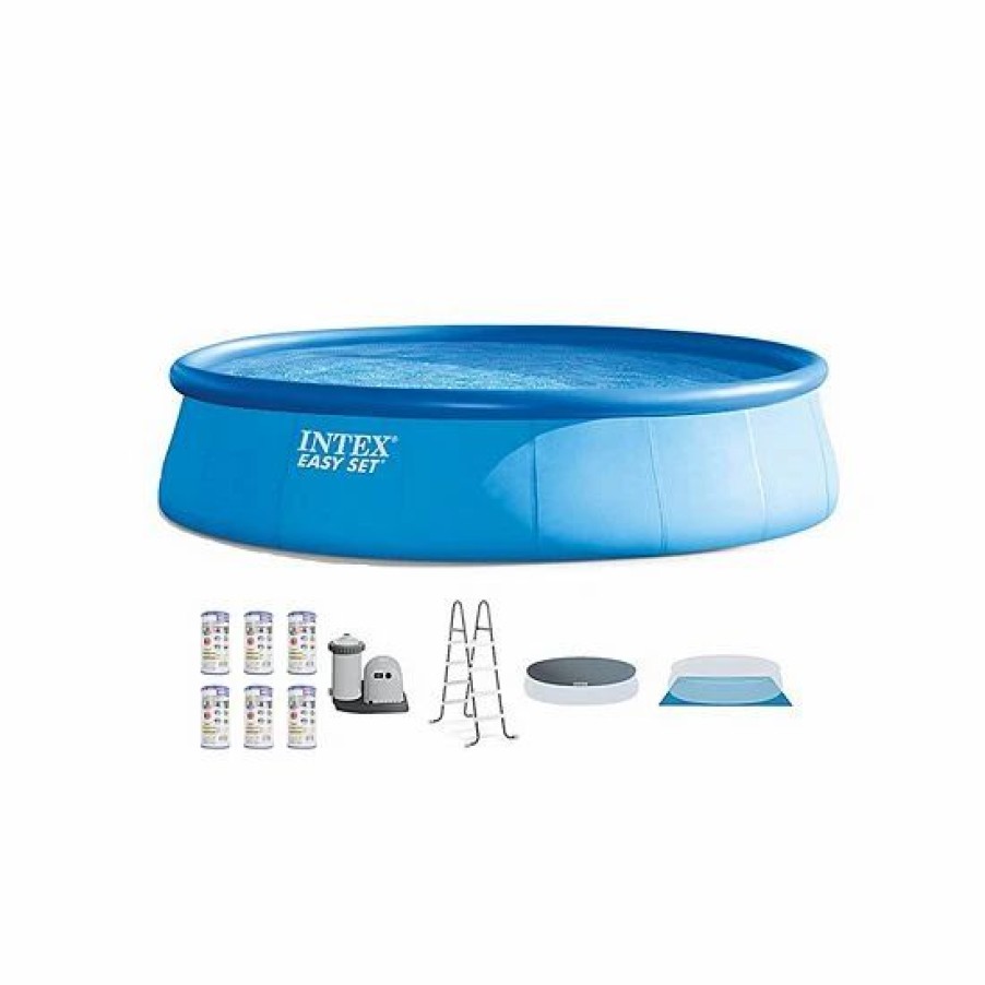 * Intex 18 X 48 Inflatable Easy Set Above Ground Pool Set + Filter Cartridge (6) Sporting Goods