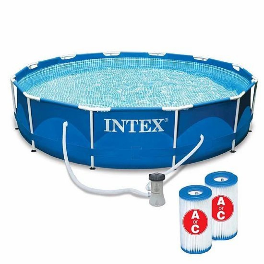 * Intex 12 X 30 Metal Frame Pool With Filter & Type A Or C Filter Cartridges Sporting Goods