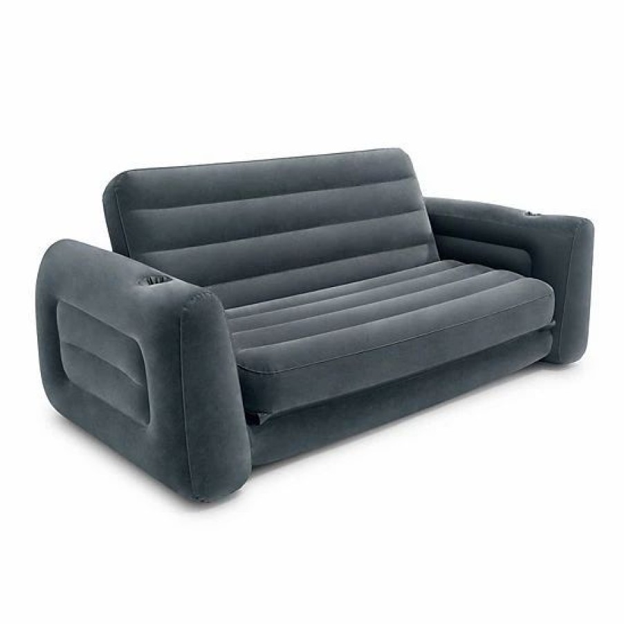 * Intex Queen Size Inflatable Pull-Out Sofa Bed Couch And Chair Sleeper, Dark Gray Sofas & Sectionals