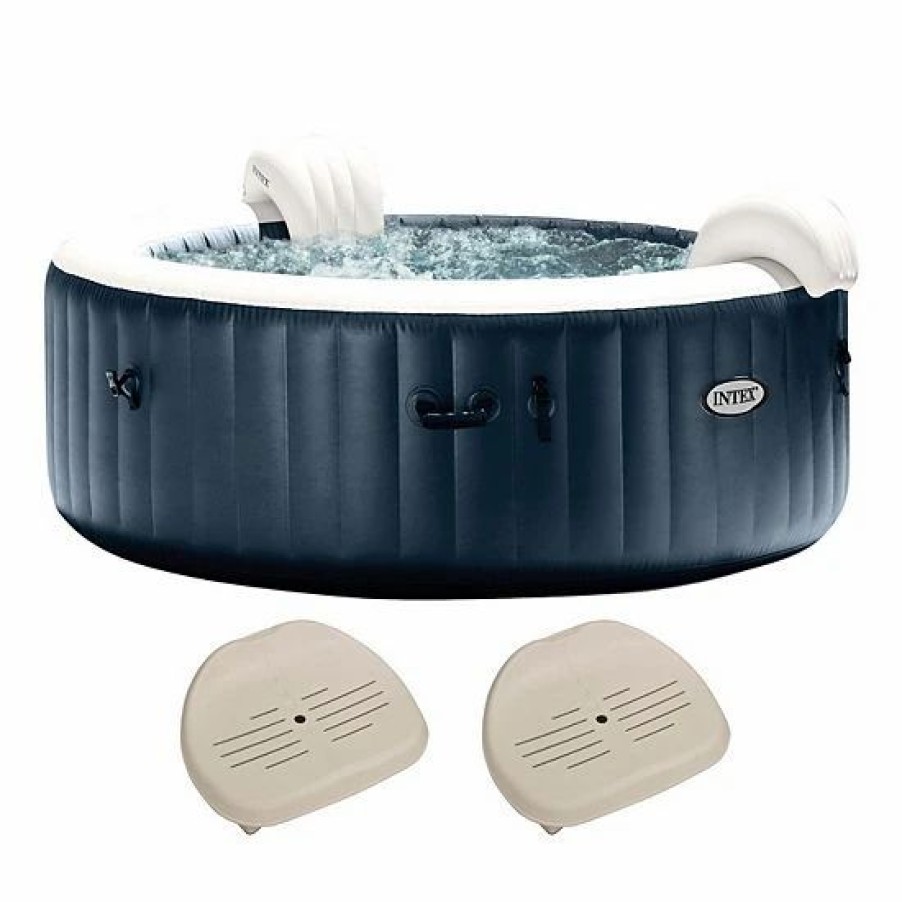 * Intex Purespa Plus Inflatable Bubble Jet Hot Tub & Slip Resistant Seat (2 Pack) Sporting Goods