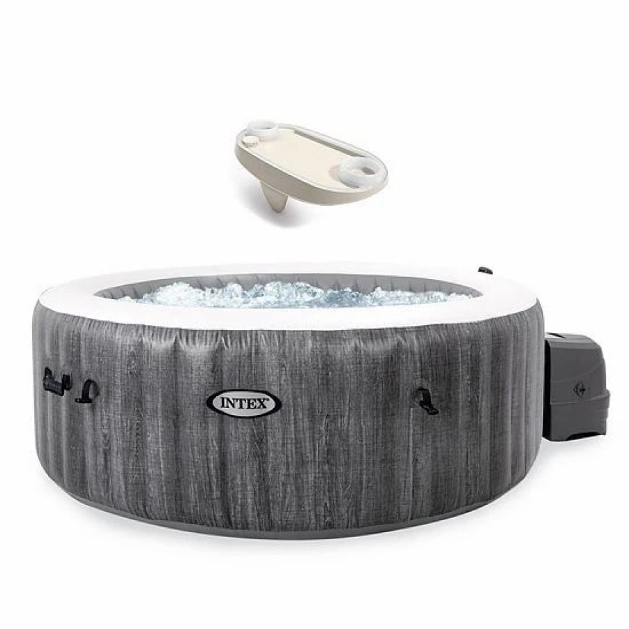 * Intex Purespa Greywood Inflatable Hot Tub Bubble Jet Spa W/ Spa Tray Accessory Sporting Goods