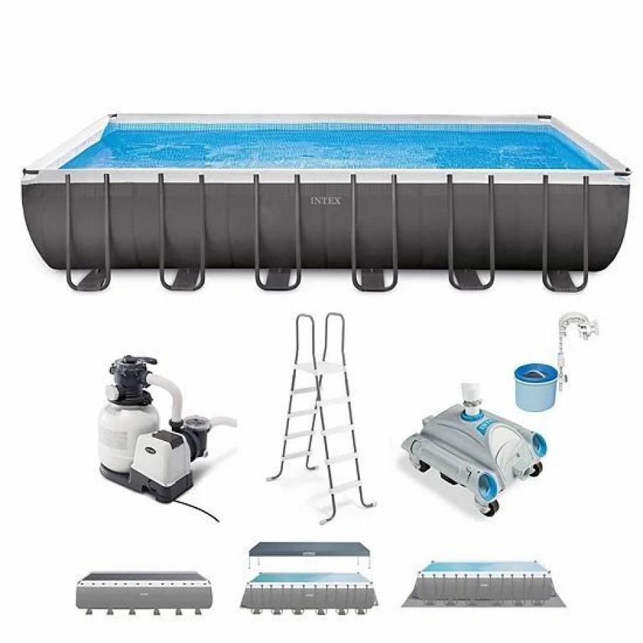 * Intex 24Ft X 12Ft X 52In Ultra Xtr Rectangular Pool, Filter, Vacuum, & Skimmer Sporting Goods