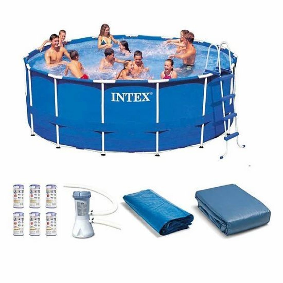 * Intex 15Ft X 48In Frame Swimming Pool Set W/ Pump And Filter Pump Cartridges Sporting Goods