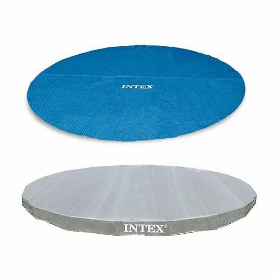 * Intex 18 Foot Round Vinyl Solar Cover + 18 Foot Uv Resistant Debris Cover Sporting Goods