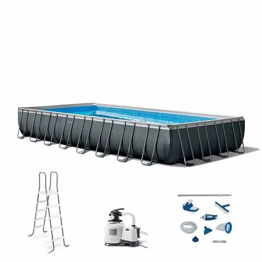 * Intex 32Ft X 16Ft X 52In Ultra Xtr Rectangular Pool Set With Maintenance Kit Sporting Goods