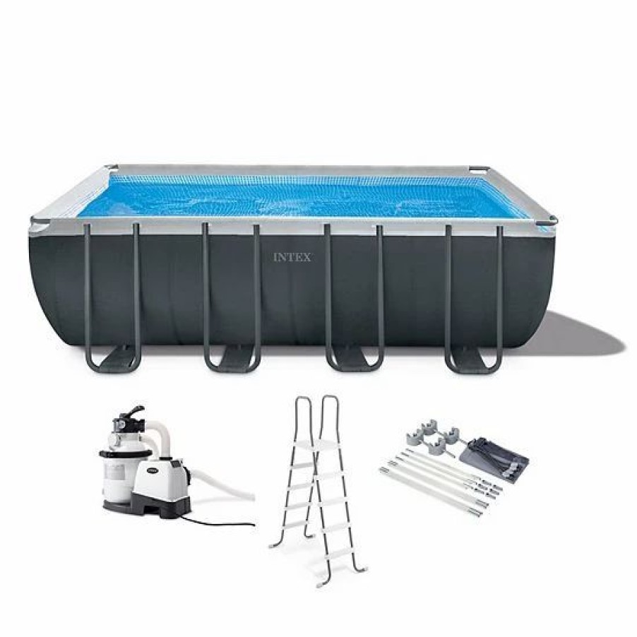 * Intex 18Ft X 52In Ultra Xtr Rectangular Frame Swimming Pool Kit W/Pump & Canopy Sporting Goods