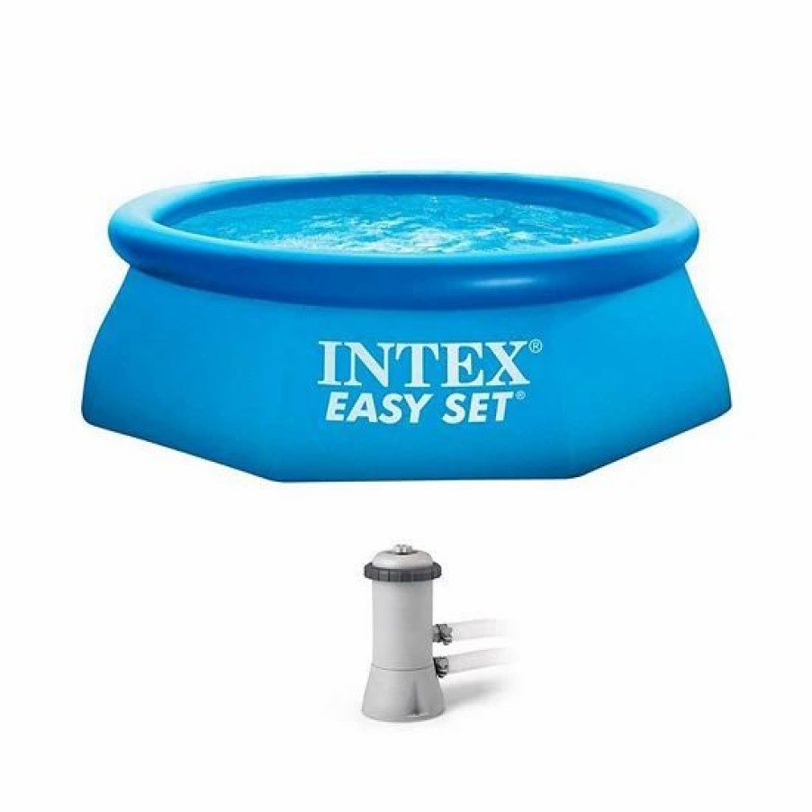 * Intex 8Ft X 30In Easy Set Inflatable Above Ground Polygonal Pool W/ Filter Pump Sporting Goods