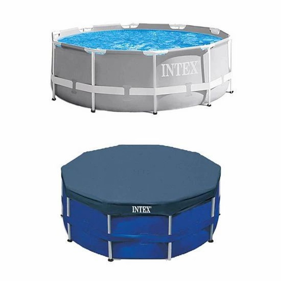 * Intex 10 Foot X 30 Inches Pool W/ 10-Foot Round Above Ground Pool Cover Sporting Goods