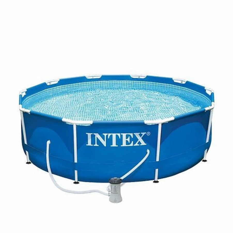 * Intex Metal Frame Pool W/ Pump & Type H Filters (6 Pack) & 10' Round Pool Cover Sporting Goods