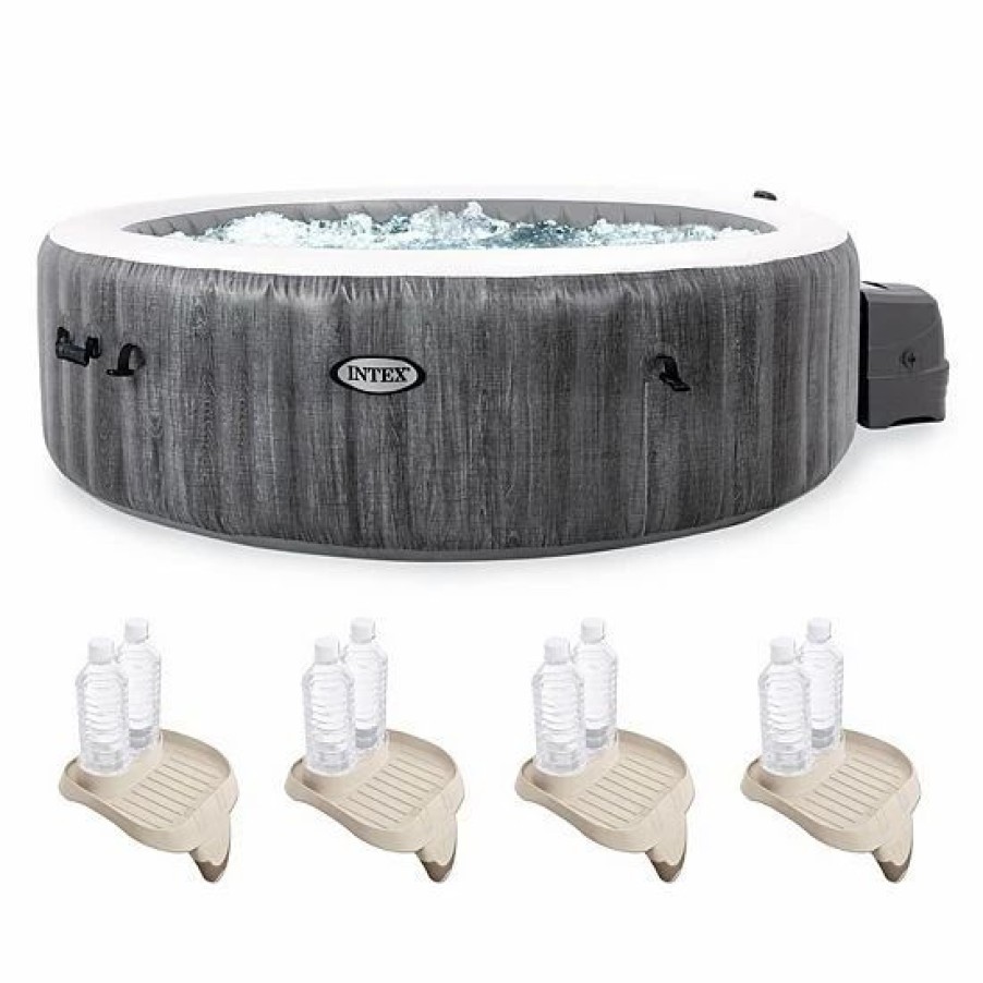 * Intex Purespa Greywood Inflatable Spa & Attachable Drink & Snack Tray (4 Pack) Sporting Goods