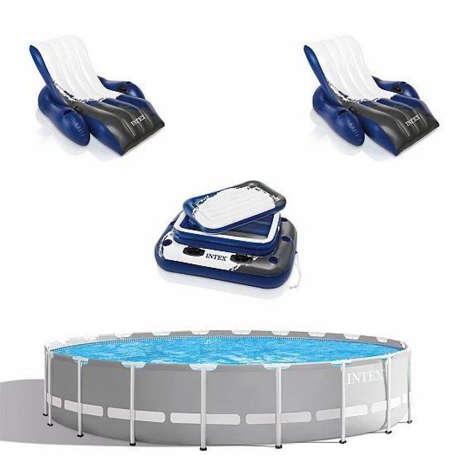 * Intex Prism Frame 20Ft X 52In Above Ground Pool, Lounger Float (2 Pack) & Cooler Sporting Goods