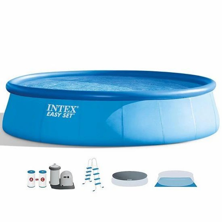 * Intex 18 X 48 Round Above Ground Swimming Pool W/ 7 Chlorine Dispenser Sporting Goods