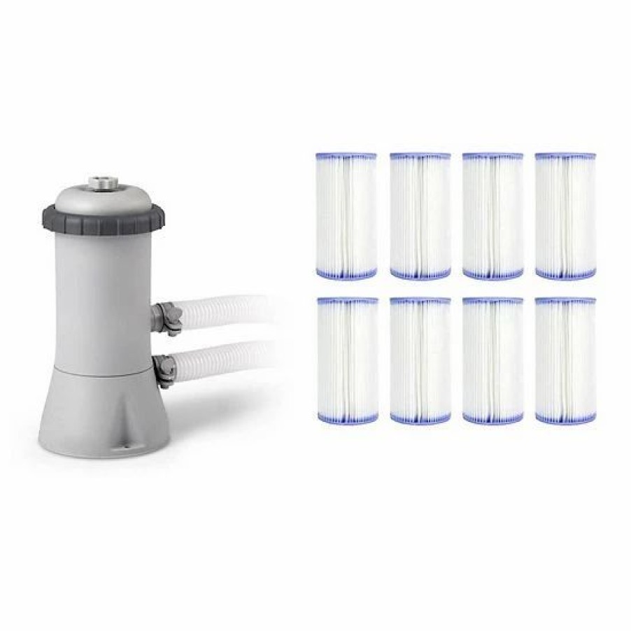 * Intex Krystal Clear 530 Gph Easy Set Pool Cartridge Filter Pump + 8 Filters Sporting Goods