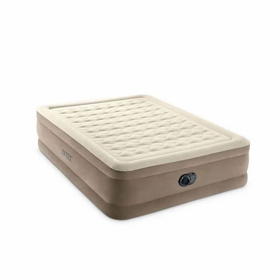 * Intex 64427Ed Ultra Plush Fiber Tech Airbed Mattress With Built In Pump, Queen Mattresses & Accessories