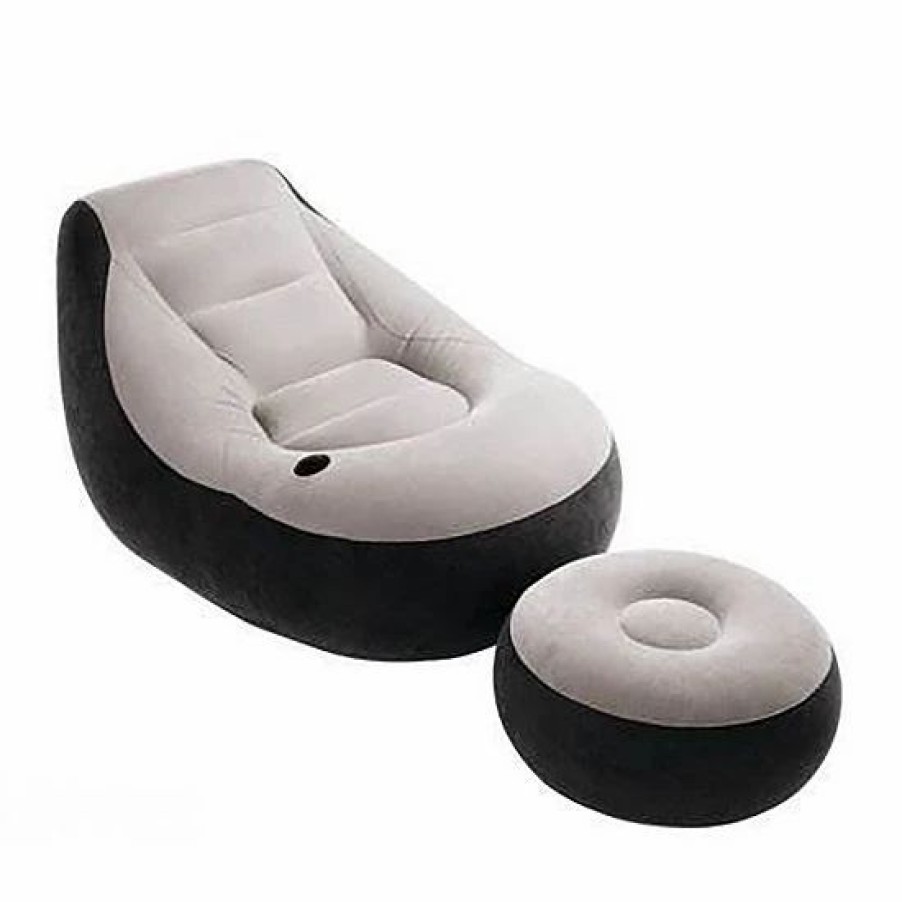 * Intex 68564E Inflatable Ultra Lounge Chair With Cup Holder And Ottoman Set, Gray Tools & Hardware