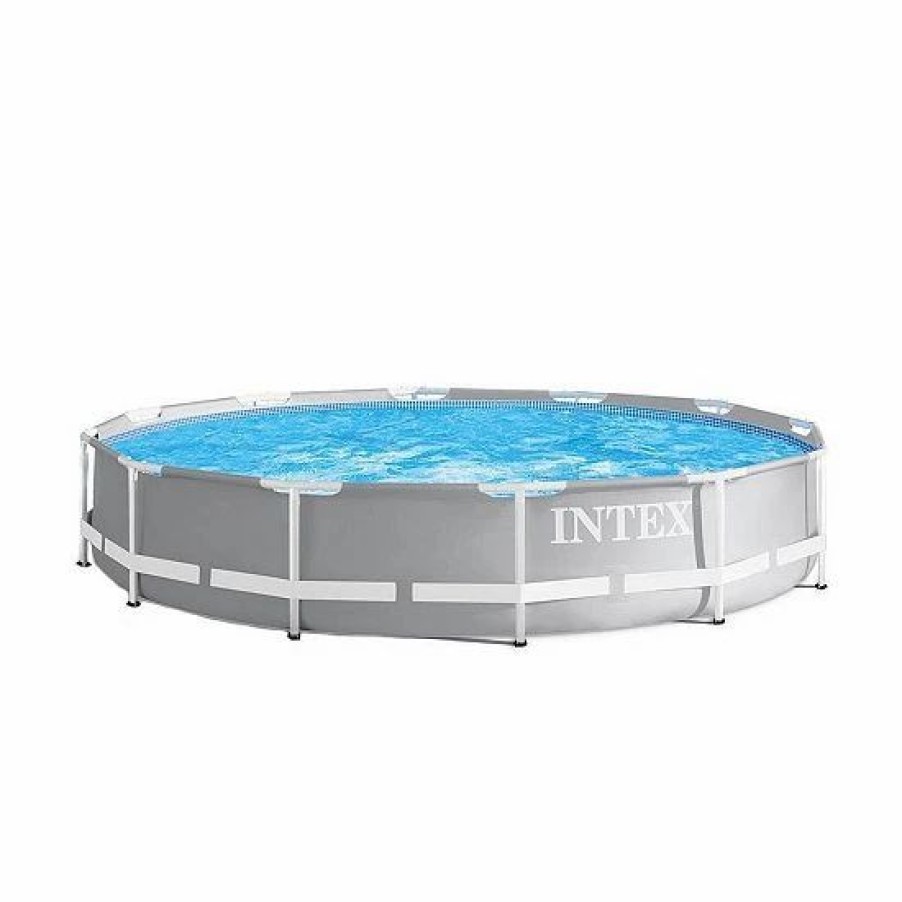 * Intex 12Ft X 30In Prism Metal Frame Above Ground Round Swimming Pool & Canopy Sporting Goods