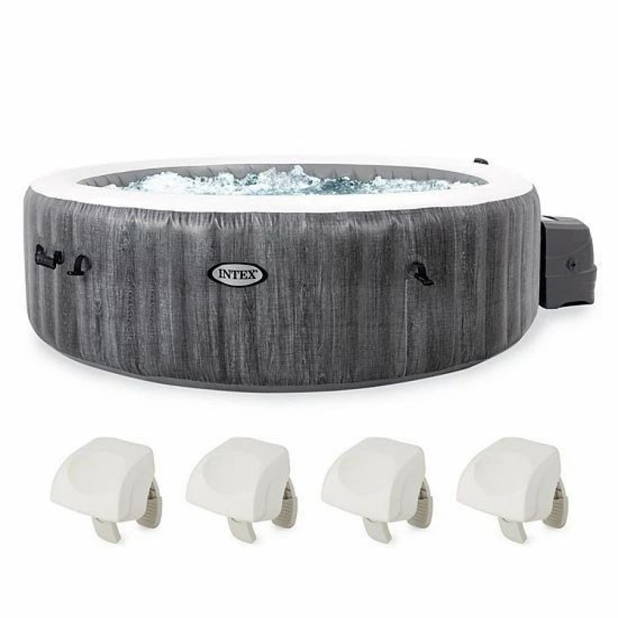 * Intex Purespa Plus Greywood Inflatable Spa & Cushioned Foam Headrest (4 Pack) Sporting Goods