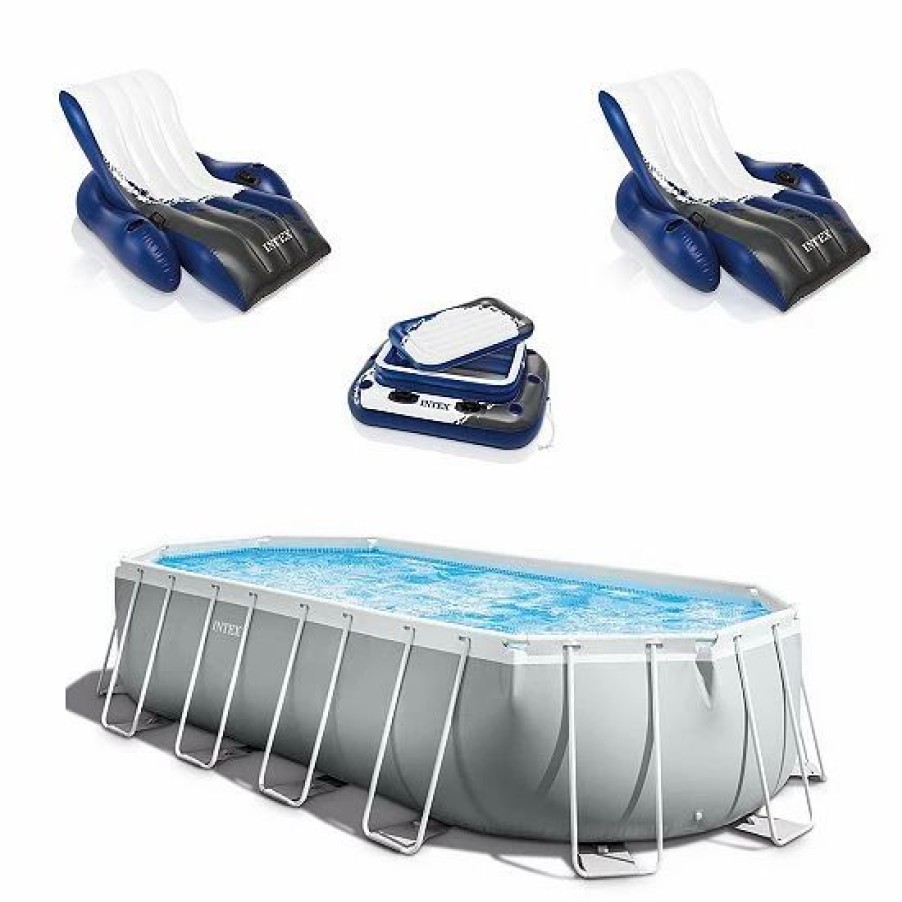 * Intex Prism Pool Set With Inflatable Loungers (2 Pack) And Inflatable Cooler Sporting Goods