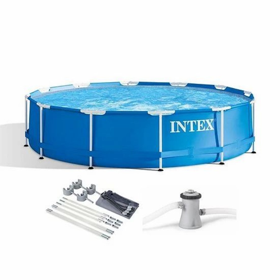 * Intex 28211Eh 12 X 30 Metal Frame Above Ground Swimming Pool Kit With Canopy Sporting Goods