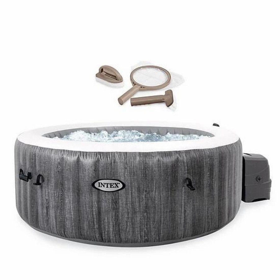 * Intex Purespa Plus Greywood Inflatable Hot Tub Bubble Jet Spa With Accessory Kit Sporting Goods