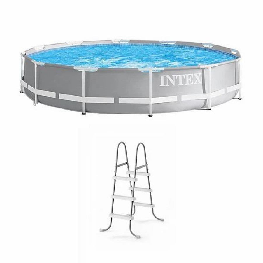 * Intex 12 Foot Prism Frame Above Ground Swimming Pool W/ Pump & Pool Ladder Sporting Goods