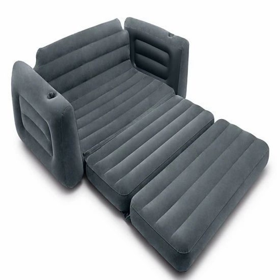 * Intex Queen Size Inflatable Pull-Out Sofa Bed Sleep Away Futon Couch, Dark Gray Mattress Pads & Toppers