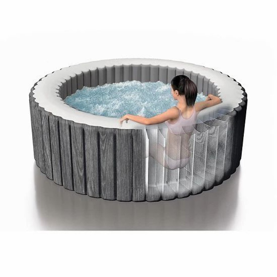 * Intex 28439E Greywood Deluxe 4 Person Inflatable Hot Tub Bubble Jet Spa Kit Sporting Goods