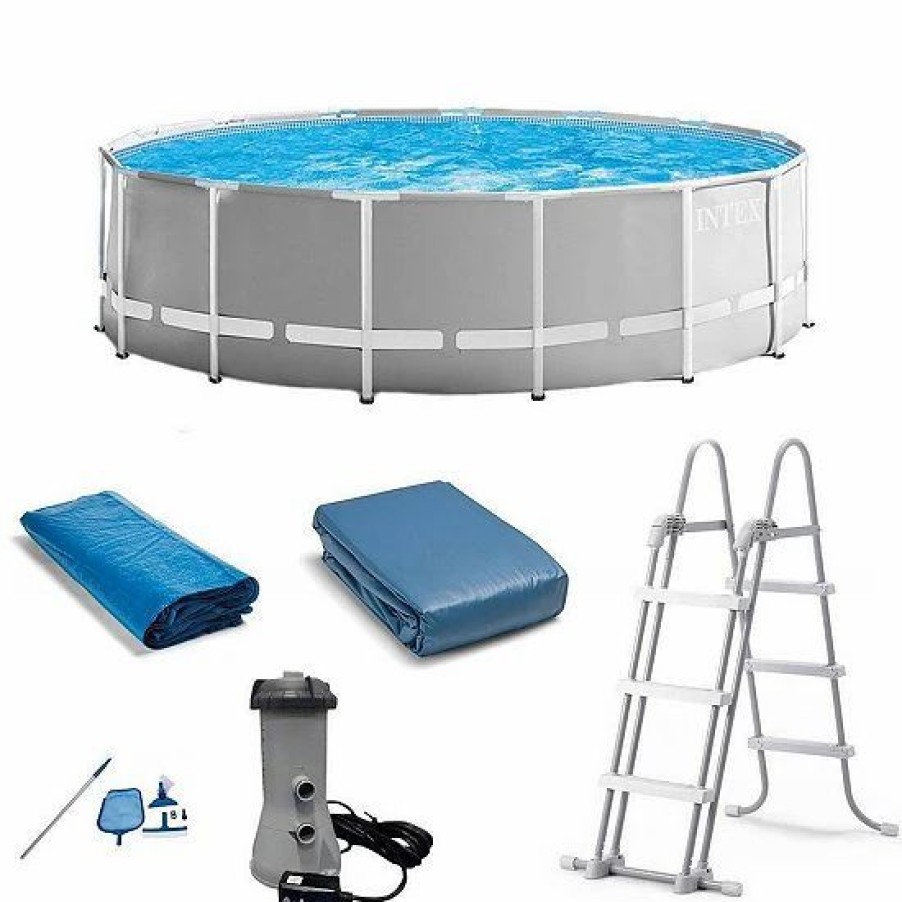 * Intex 15Ft X 48In Prism Swimming Pool Set W/ Ladder, Cover And Maintenance Kit Sporting Goods