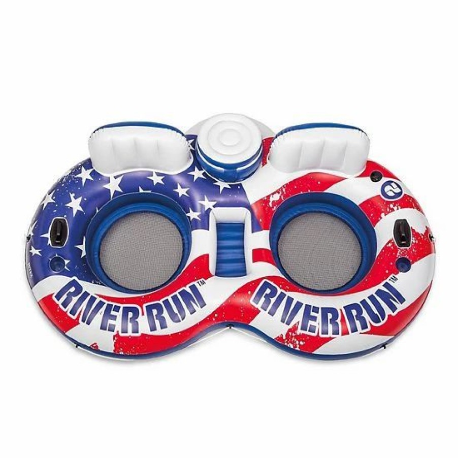 * Intex American Flag 2 Person Float (2 Pack) W/ River Run 1 Person Tube (2 Pack) Outdoor Play Toys