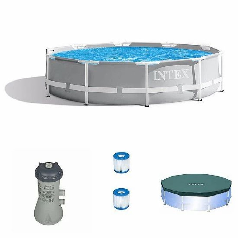 * Intex 10 X 30 Above Ground Pool W/ Cartridge Filter Pump, 2 Filters & Cover Sporting Goods